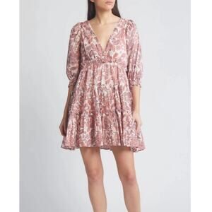 Cleobella Lavinia Organic Cotton Voile Minidress Mara Floral Puff Sleeve NEW